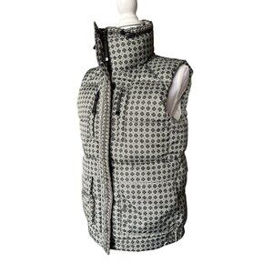 Max Studio London Womens Puffer Vest Size Small Green Black Pockets $188